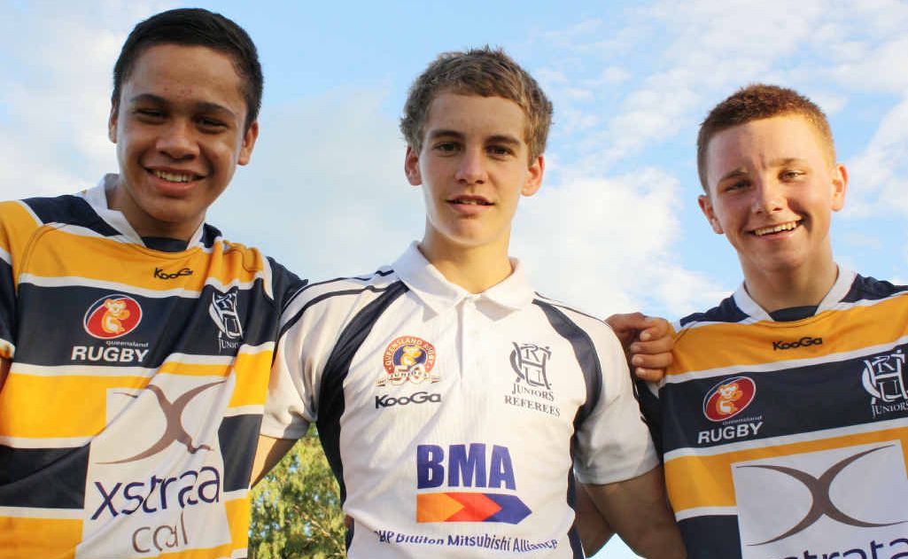 Emerald’s Mace Hartley and Connor Jones with Middlemount’s Josh Hedley are among the latest Central Highlands rugby recruits to join the ARU’s Junior Gold Program. Emerald’s Mace Hartley and Connor Jones with Middlemount’s Josh Hedley are among the latest Central Highlands rugby recruits to join the ARU’s Junior Gold Program.